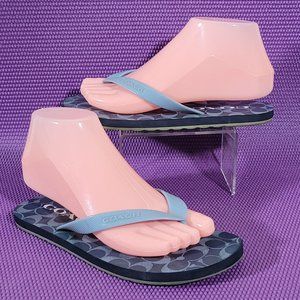 Coach Zak Signature Blue Flip-Flop Sandals - Women's 6B